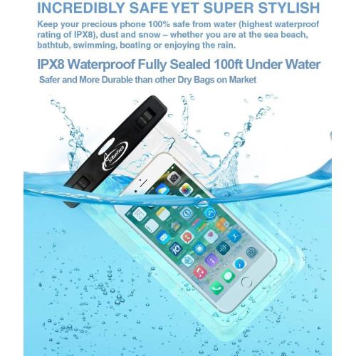  [아마존베스트]AiRunTech Waterproof Dry Bag and Waterproof Cell Phone Bag for Outdoor Water Sports, Boating, Hiking,Kayaking,Fishing (1 Phone case(Clear) + 1 Fanny Pack(Black))