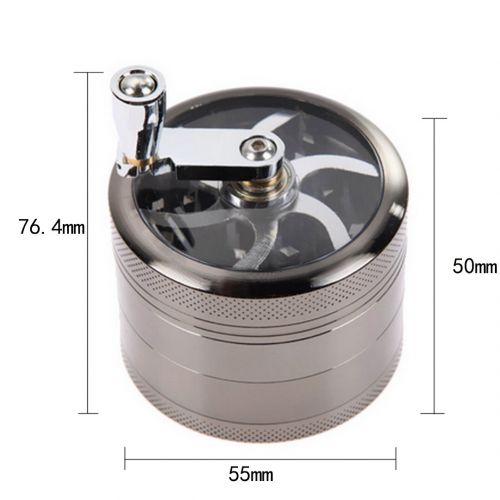  AiSi AISI Cigarette Tobacco, Spices, Herbs etc 4Layers Metal Tobacco Grinder Herb Spice Mill Grinder Grinder Grinder, Ø55mm H50mm Silver