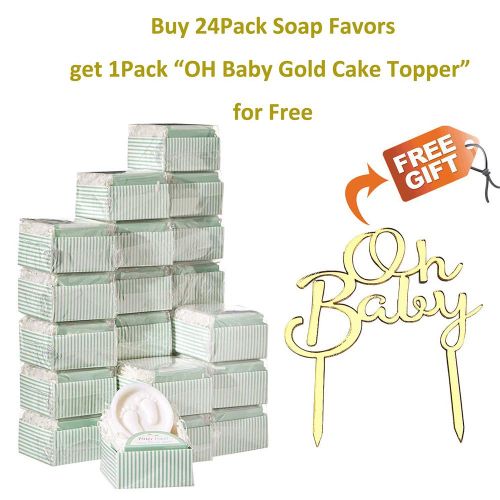  [아마존베스트]AiXiAng Cutest Handmade Pitter Patter Soap Favors Exquisite Gift Packaging (24 Pack) + 7 OH Baby Gold Cake...