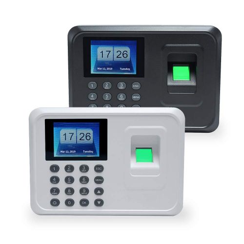  [아마존베스트]Aibecy Intelligent Biometric Fingerprint Password Attendance Machine Employee Checking-in Recorder 2.4 inch TFT LCD Screen DC 5V Time Attendance Clock