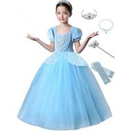 aibeiboutique Princess Dress Up Deluxe Party Costume Halloween Cosplay with Accessories (2-3 Years) Light Blue