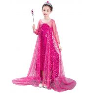 Aibeiboutique Ice Snow Princess Dress Sequins Costume with Long Cape, Tiara, Wand