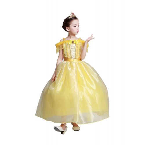  Aibeiboutique Little Girls Layered Princess Belle Costume Dress up