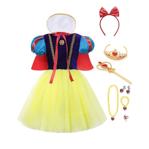  Aibeiboutique aibeiboutique Snow White Costume for Girls Halloween Princess Dress Up with Accessories