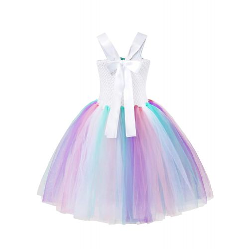  Aibeiboutique Unicorn Tutu Dress for Girls 3D Flower Princess Party Costume with Headband and Wings