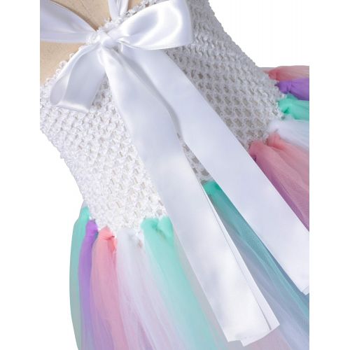  Aibeiboutique Unicorn Tutu Dress for Girls 3D Flower Princess Party Costume with Headband and Wings