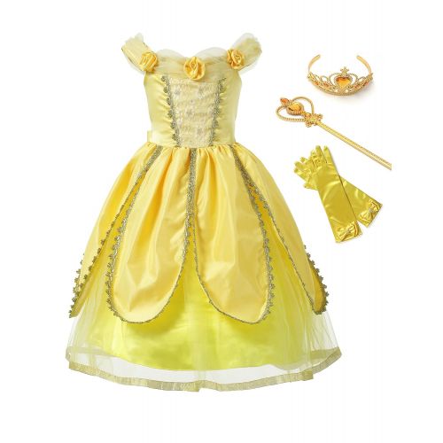  Aibeiboutique Little Girls Layered Princess Belle Costume Dress up