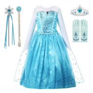 Aibeiboutique aibeiboutique Girls Princess Costume Ice Snow Queen Sequin Cosplay Dress up