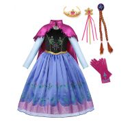 Aibeiboutique aibeiboutique Princess Anna Costume Halloween Cosplay Deluxe Dress Up for Girls