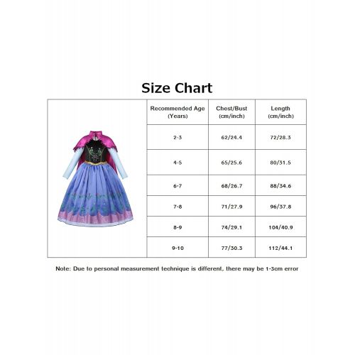  Aibeiboutique aibeiboutique Princess Anna Costume Halloween Cosplay Deluxe Dress Up for Girls