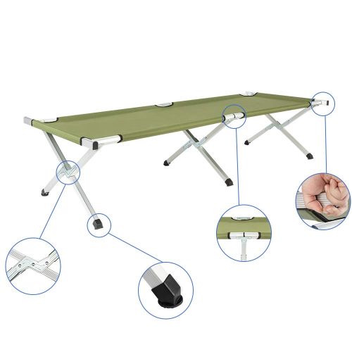  Aibyte Portable Folding Camping Bed Folding Lightweight Camp Cot with Carry Bag Outdoor Military Army Cots for Adults Hiking Hunting Single Sleeping Bed,Army Green(US Stock)