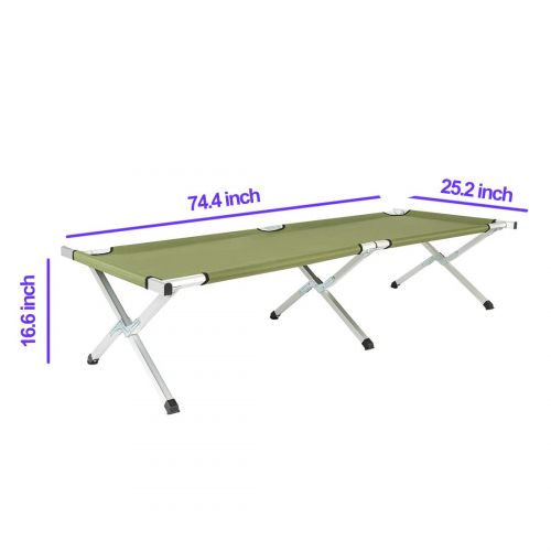  Aibyte Portable Folding Camping Bed Folding Lightweight Camp Cot with Carry Bag Outdoor Military Army Cots for Adults Hiking Hunting Single Sleeping Bed,Army Green(US Stock)