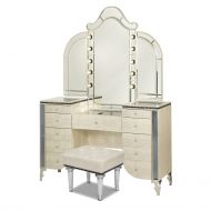 Aico Amini Aico Hollywood Swank Vanity with Bench Set 3 Piece in Crystal Croc by Michael Amini