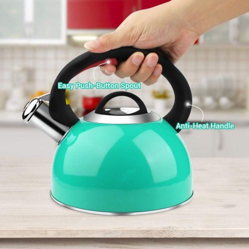  [아마존베스트]AIDEA Tea Kettle, 2 Quart Whistling Stainless Steel Tea Kettle for Stovetop Green