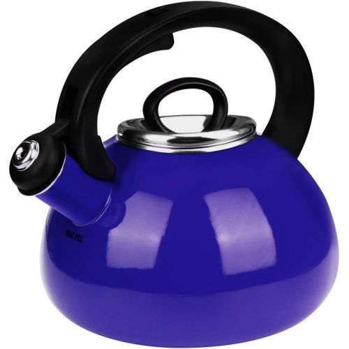  Whistling Tea Kettles, AIDEA 2.3 Quart Ceramic Tea Kettle for Stovetop, Enameled Interior Tea Pot for Anti-Rust, Audible Whistling Hot Water Kettle for Kitchen-Cobalt Blue