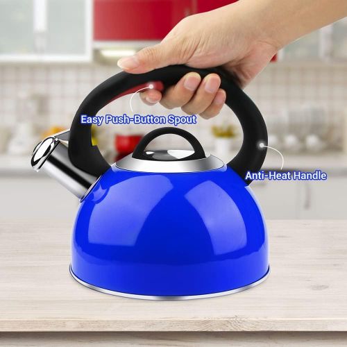  AIDEA Tea Kettle, 2 Quart Whistling Stainless Steel Tea Kettle for Stovetop (Blue)…