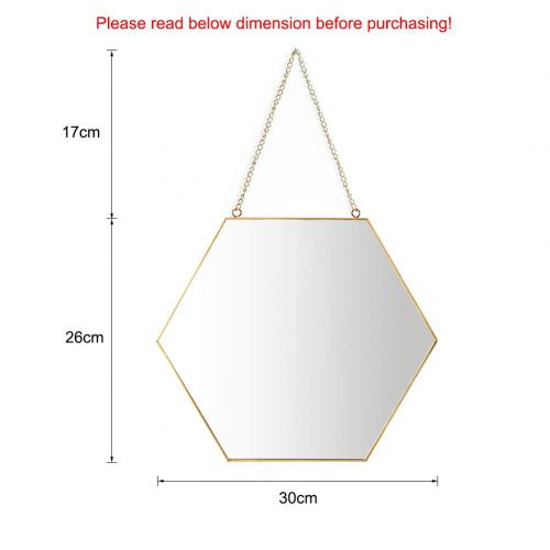 [아마존 핫딜]  [아마존핫딜]Aifusi 26x30cm Sechseck Spiegel Wandspiege, handgefertigter Badspiegel Facettenspiegel Vintage Dekoration, Messingende mit hangender Kette [mittlere Groesse]