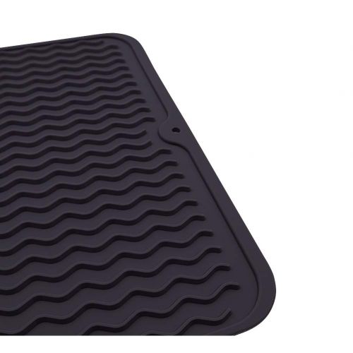  [아마존 핫딜]  [아마존핫딜]Aifusi Abtropfmatte grosse Spuelbeckenmatte aus Silikon, Durable Kitchen Drainer pad mit hitzebestandigem Untersetzer, Spuelmaschinenfest fuer die Ablage von Besteck & Geschirr, Schwarz