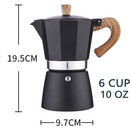  Aifusi 6 Cup Stovetop Espresso Maker, Moka Pot 10 oz Manual Cuban Coffee Percolator Machine Premium Aluminum Moka Italian Espresso Greca Coffee Maker Brewer Percolator