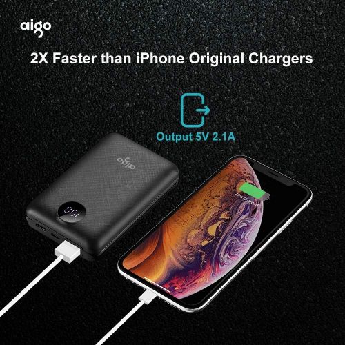  [아마존 핫딜] [아마존핫딜]Aigo Power Bank 10000mAh Portable Charger Pack,Smallest External Battery for iPhone, Android,Samsung Galaxy, iPad, Tablets,Heavy-Duty and Compact Universal Powerbank with LCD Display &