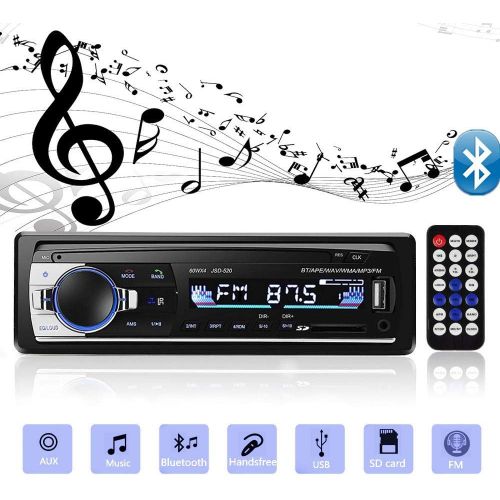  [아마존베스트]Aigoss Bluetooth Car Stereo, 4x60W Car Audio FM Radio, MP3 Player USB/SD/AUX Hands Free Calling with Wireless Remote Control
