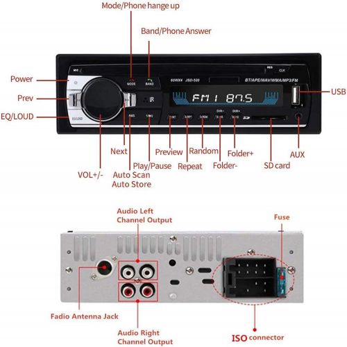  [아마존베스트]Aigoss Bluetooth Car Stereo, 4x60W Car Audio FM Radio, MP3 Player USB/SD/AUX Hands Free Calling with Wireless Remote Control