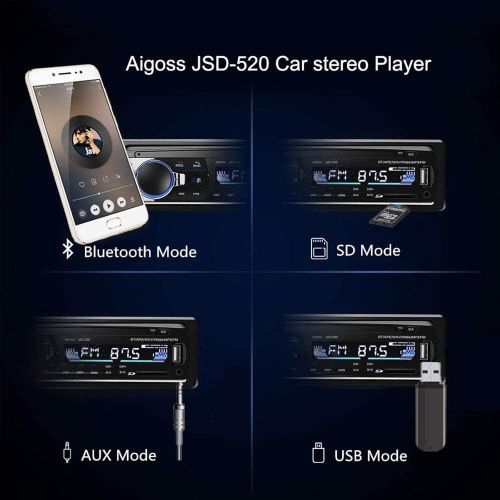  [아마존베스트]Aigoss Bluetooth Car Stereo, 4x60W Car Audio FM Radio, MP3 Player USB/SD/AUX Hands Free Calling with Wireless Remote Control