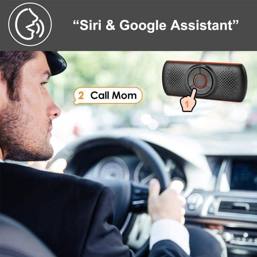  [아마존베스트]Aigoss Bluetooth Car Speakerphone, Wireless Car Kit for Handsfree Talking Car Stereo Music Receiver Player, Built-in Mic/TF Card Player/Siri & Google Assistant