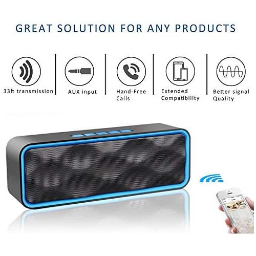  [아마존베스트]-Service-Informationen Aigoss S3 Wireless Bluetooth Speaker, V4.2 Portable Stereo Speaker with Built-in Dual Driver & Hands-Free Calling, HD Audio and FM Radio - Blue