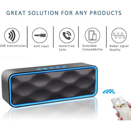  [아마존베스트]-Service-Informationen Aigoss S3 Wireless Bluetooth Speaker, V4.2 Portable Stereo Speaker with Built-in Dual Driver & Hands-Free Calling, HD Audio and FM Radio - Blue