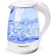 Aigostar Eve 30GON - Glas Wasserkocher mit LED-Beleuchtung, 2200 Watt, 1,7 Liter, kochtrocknender Schutz, BPA frei, weiss.