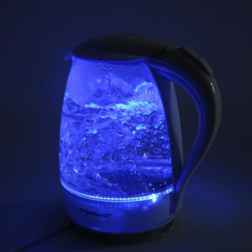  Aigostar Eve 30GON - Glas Wasserkocher mit LED-Beleuchtung, 2200 Watt, 1,7 Liter, kochtrocknender Schutz, BPA frei, weiss.