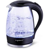 Aigostar Adam 30GOM - Borosilikatglas Wasserkocher mit LED-Beleuchtung, 2200 Watt, 1,7 Liter, Trockenlaufschutz, BPA frei, schwarz.