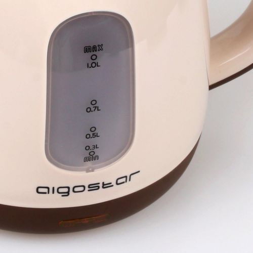  Aigostar Romeo 30HIP - Wasserkocher 1100 Watt, 1 Liter Kompaktkessel, Abschaltautomatik mit Trockenschutz, BPA-frei, Braun. EINWEGVERPACKUNG