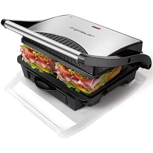  Aigostar Kontaktgrill, Multi-Grill, Sandwichtoaster,1000 Watt, Kaltetaste, Nonstick, Lichtanzeige, BPA frei, Silber,Hett 30HHJ