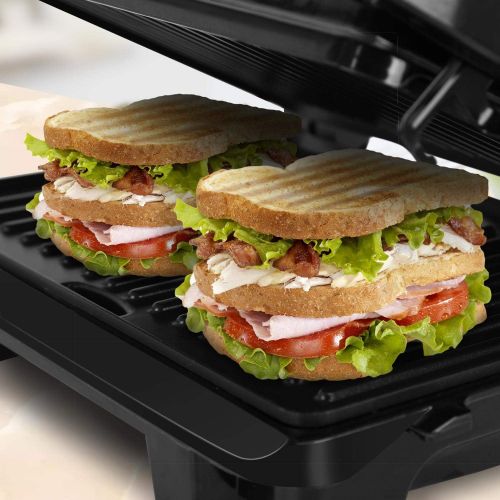  Aigostar Kontaktgrill, Multi-Grill, Sandwichtoaster,1000 Watt, Kaltetaste, Nonstick, Lichtanzeige, BPA frei, Silber,Hett 30HHJ