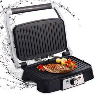 Aigostar Kontaktgrill,Elektrische Tischgrills,Panini Maker,Sandwich Maker, Elektrogrill, 1500 Watt,Silber.Hitte 30HFA