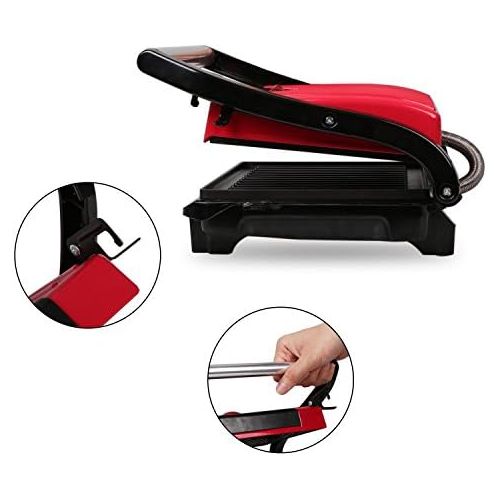  Aigostar Sandwichmaker,Panini Grill 700W Leistung, Cool-Touch-Griff, antihaftbeschichtete Platten BPA-frei, rot und schwarz