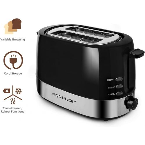  Aigostar Toaster,850W,7 einstellbare Braunungsstufe + Auftau- & Aufwarmfunktion,2breite Toastschlitze