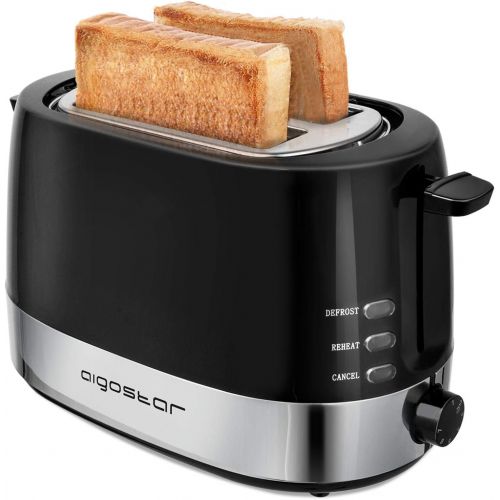  Aigostar Toaster,850W,7 einstellbare Braunungsstufe + Auftau- & Aufwarmfunktion,2breite Toastschlitze