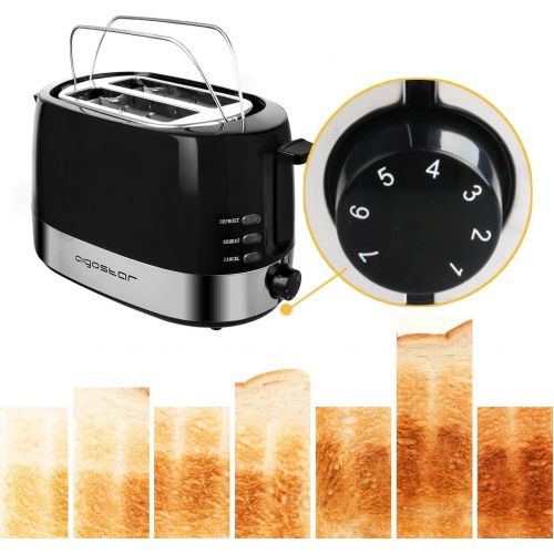  Aigostar Toaster,850W,7 einstellbare Braunungsstufe + Auftau- & Aufwarmfunktion,2breite Toastschlitze