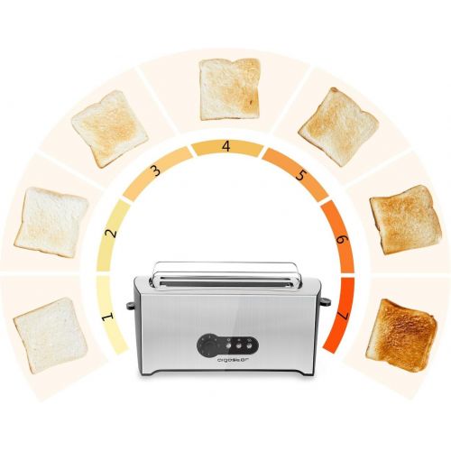  Aigostar Toaster 4 Scheiben,1600W（7 einstellbare Braunungsstufe + Auftau- & Aufwarmfunktion）edelstahl/schwarz