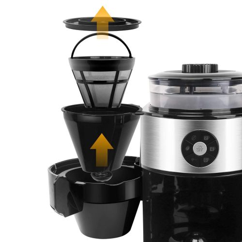  AigostarKaffa30LHX- KaffeemaschineFiltermaschinemitMuehle,680-820W,800mL,Tropfsicher,AutomatischeAbschaltung,PTC-Hitzeschutz 