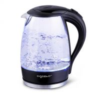 [아마존핫딜]Aigostar Adam 30GOM - Glas Wasserkocher mit LED-Beleuchtung, 2200 Watt, 1,7 Liter, Trockenlaufschutz, BPA frei, schwarz. EINWEGVERPACKUNG