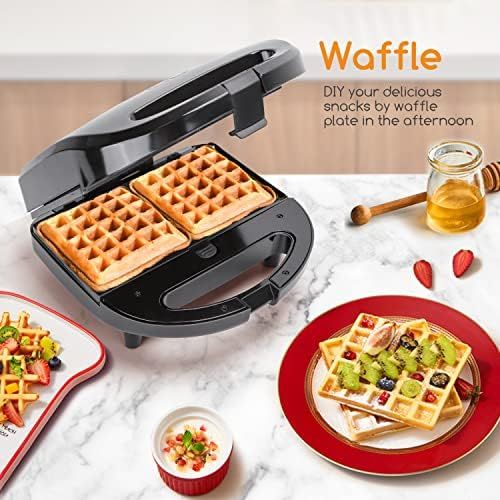  Aigostar Rubik 30JVU- 750W Sandwichmaker |3 in 1 Sandwich Paninitoaster|Tisch-Grill |Waffeleisen|3 abnehmbare Grillplatten| American Toast, Waffeln, Fleisch Antihaftbeschichtet,EIN