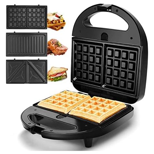  Aigostar Rubik 30JVU- 750W Sandwichmaker |3 in 1 Sandwich Paninitoaster|Tisch-Grill |Waffeleisen|3 abnehmbare Grillplatten| American Toast, Waffeln, Fleisch Antihaftbeschichtet,EIN