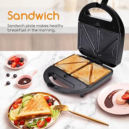  Aigostar Rubik 30JVU- 750W Sandwichmaker |3 in 1 Sandwich Paninitoaster|Tisch-Grill |Waffeleisen|3 abnehmbare Grillplatten| American Toast, Waffeln, Fleisch Antihaftbeschichtet,EIN