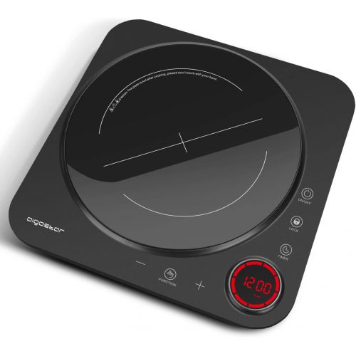  Aigostar Portable Induction Cooktop, Induction Burner with 8 Level Temp ?Setting Between 140°F-460°F, Timer, Electric Countertop Burner with LCD Touch Screen Sensor, Child Safety L
