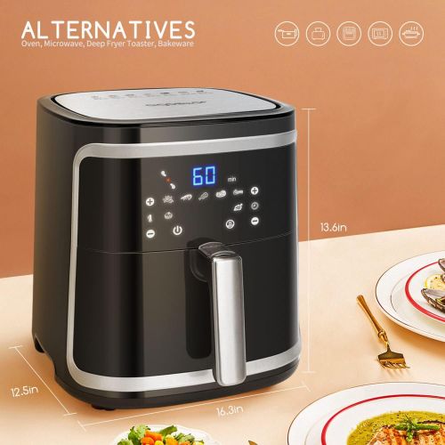  [아마존베스트]Aigostar Large Air Fryer XXL, 7.4 Quart, Electric Digital Hot Air Fryer Oven Oilless Cooker with 8 Presets, Recipe Book, 1500-Watt, ETL Listed