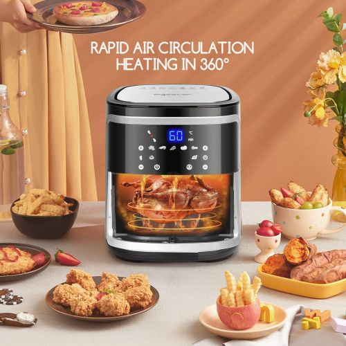  [아마존베스트]Aigostar Large Air Fryer XXL, 7.4 Quart, Electric Digital Hot Air Fryer Oven Oilless Cooker with 8 Presets, Recipe Book, 1500-Watt, ETL Listed